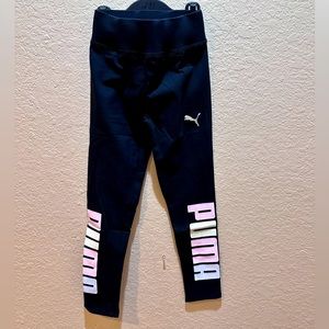 NWT PUMA Logo Leggings in Black Girls Size Small